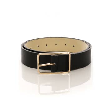 Faux Leather Rectangle Cutout Buckle Fashion Belt