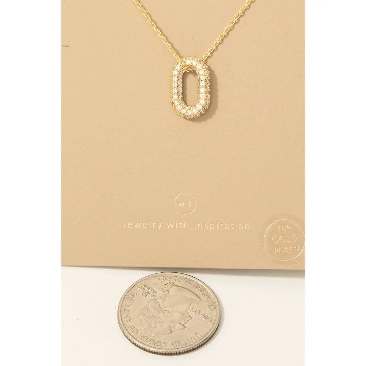 Gold Dipped Cz Oval Pendant Necklace