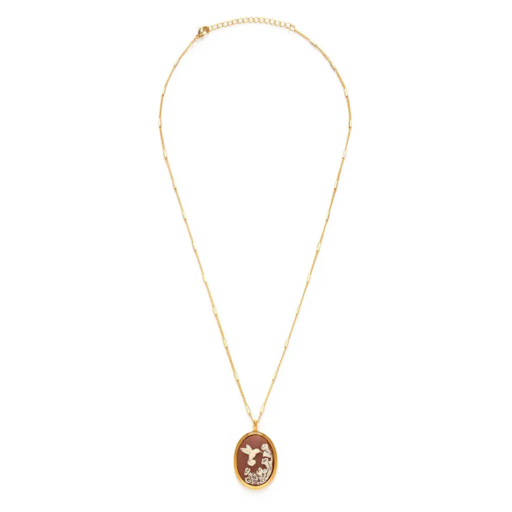 Hummingbird Vintage Cameo Necklace