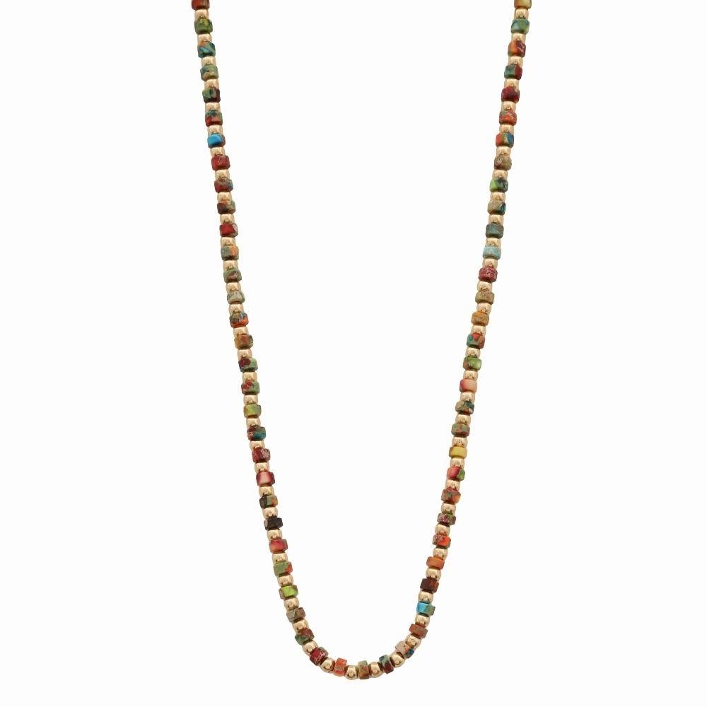 Natural Stone Metal Bead Mix Necklace