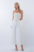 High Rise Crop Wide Leg Pants in White