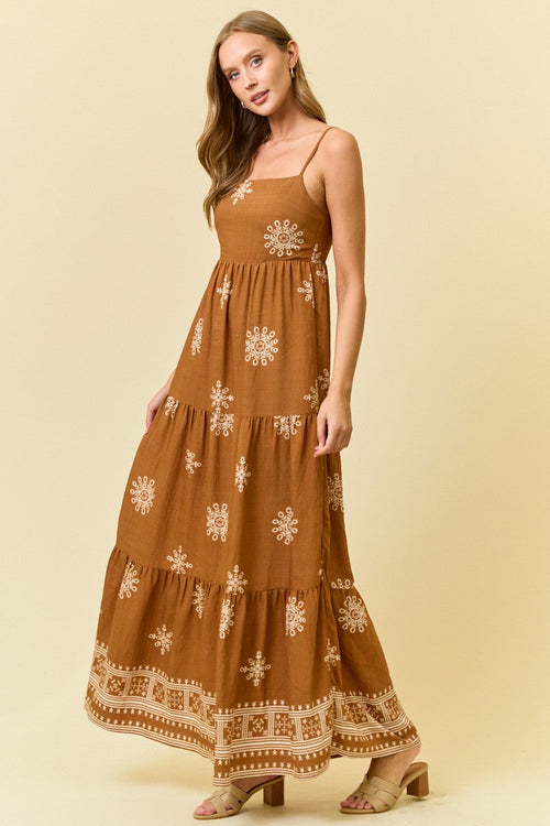 Border Print Maxi Dress