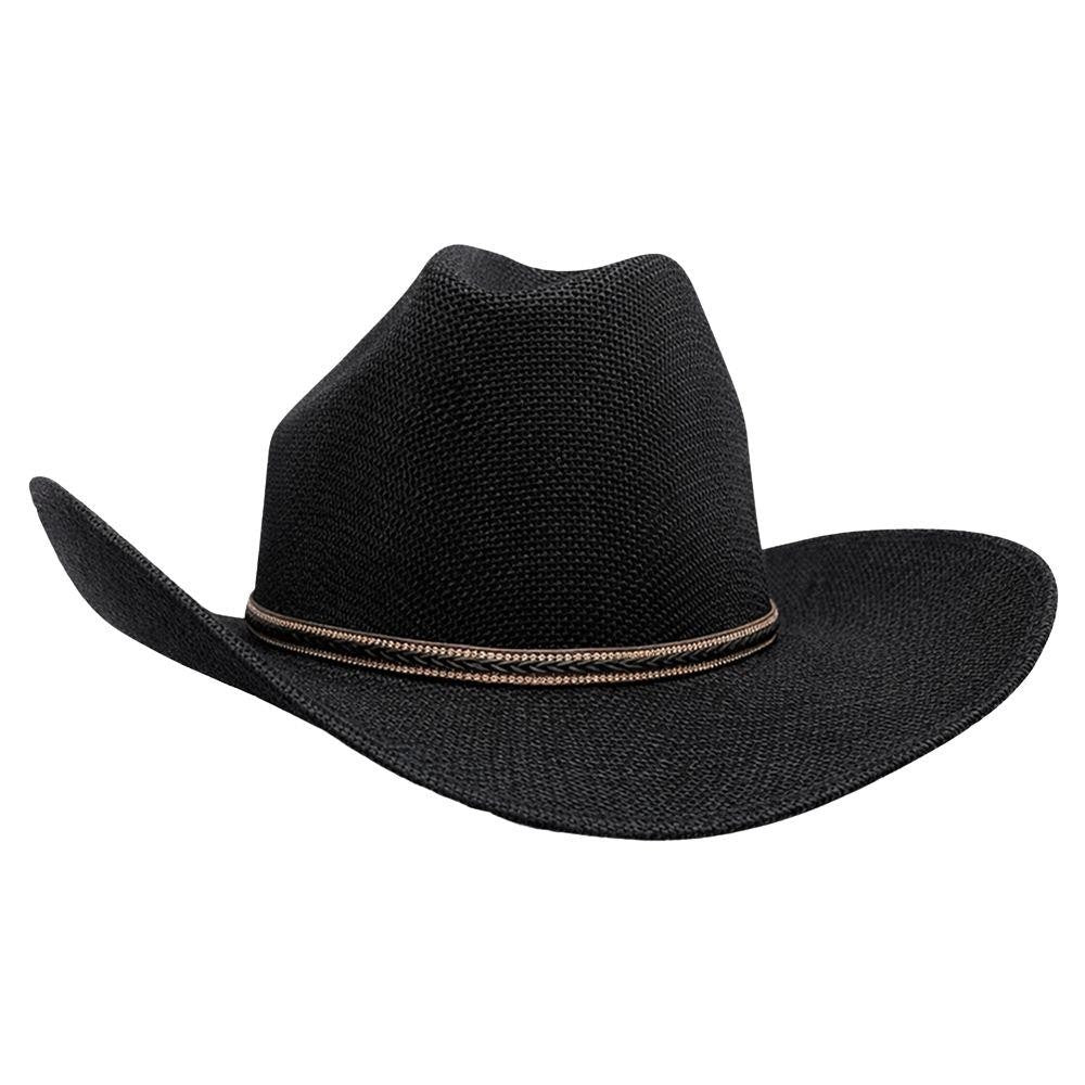 Woven Straw Cowboy Hat with Braided Trim