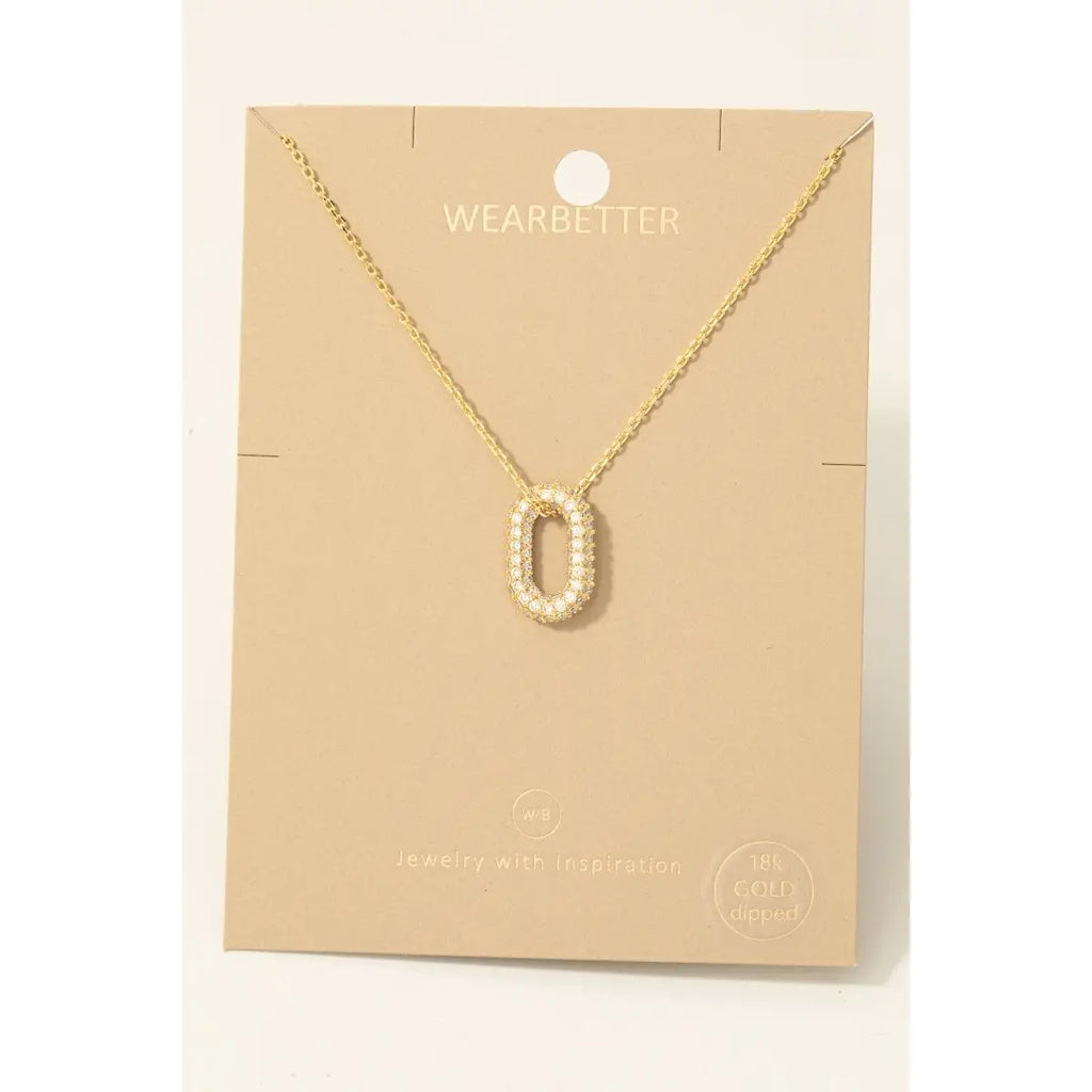 Gold Dipped Cz Oval Pendant Necklace
