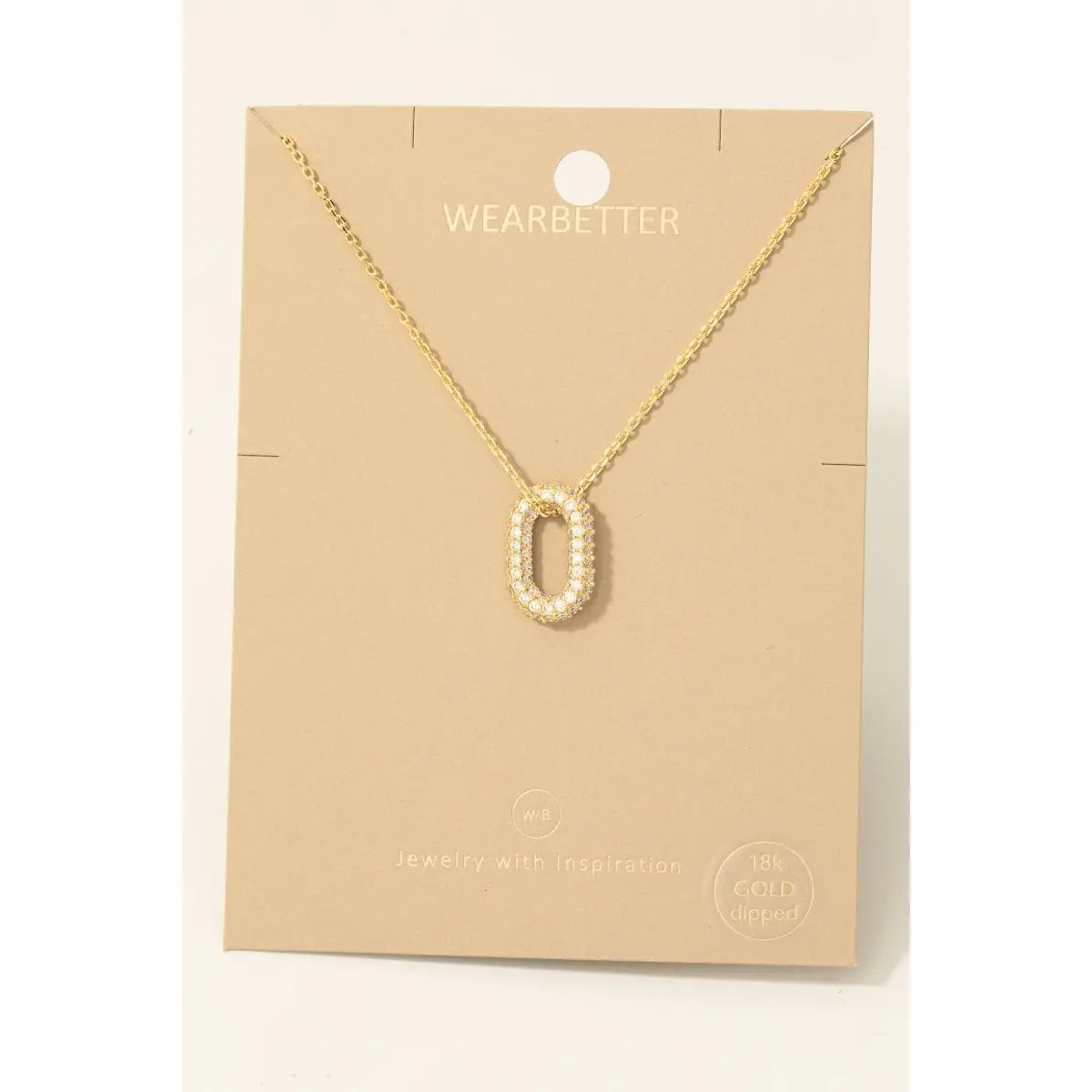 Gold Dipped Cz Oval Pendant Necklace