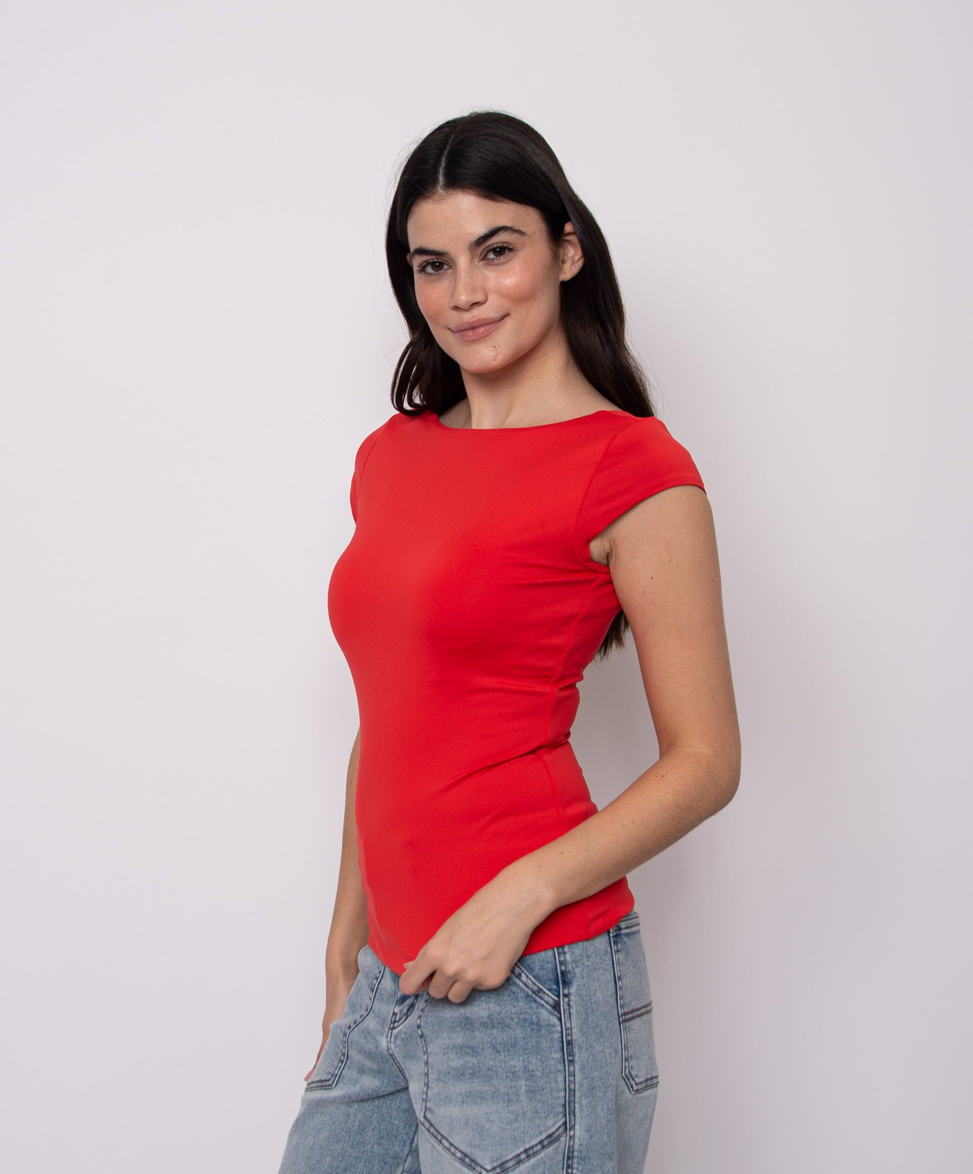Brida Second Skin Low Back Top in Cherry