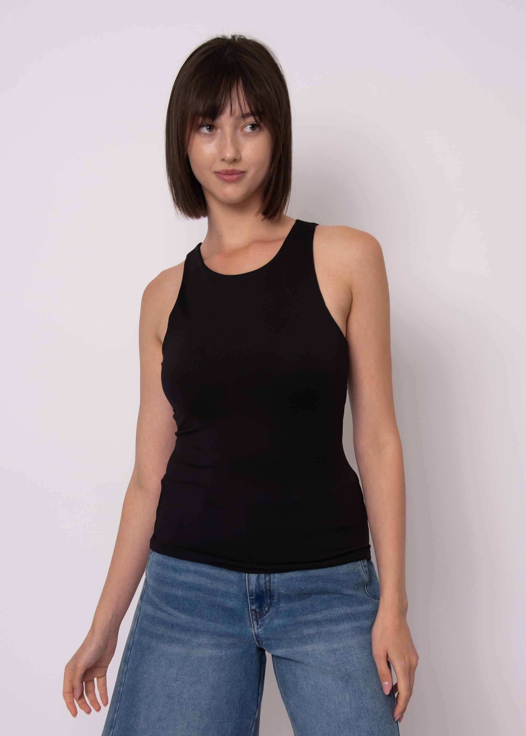 Maria Second Skin Tank Top in Black