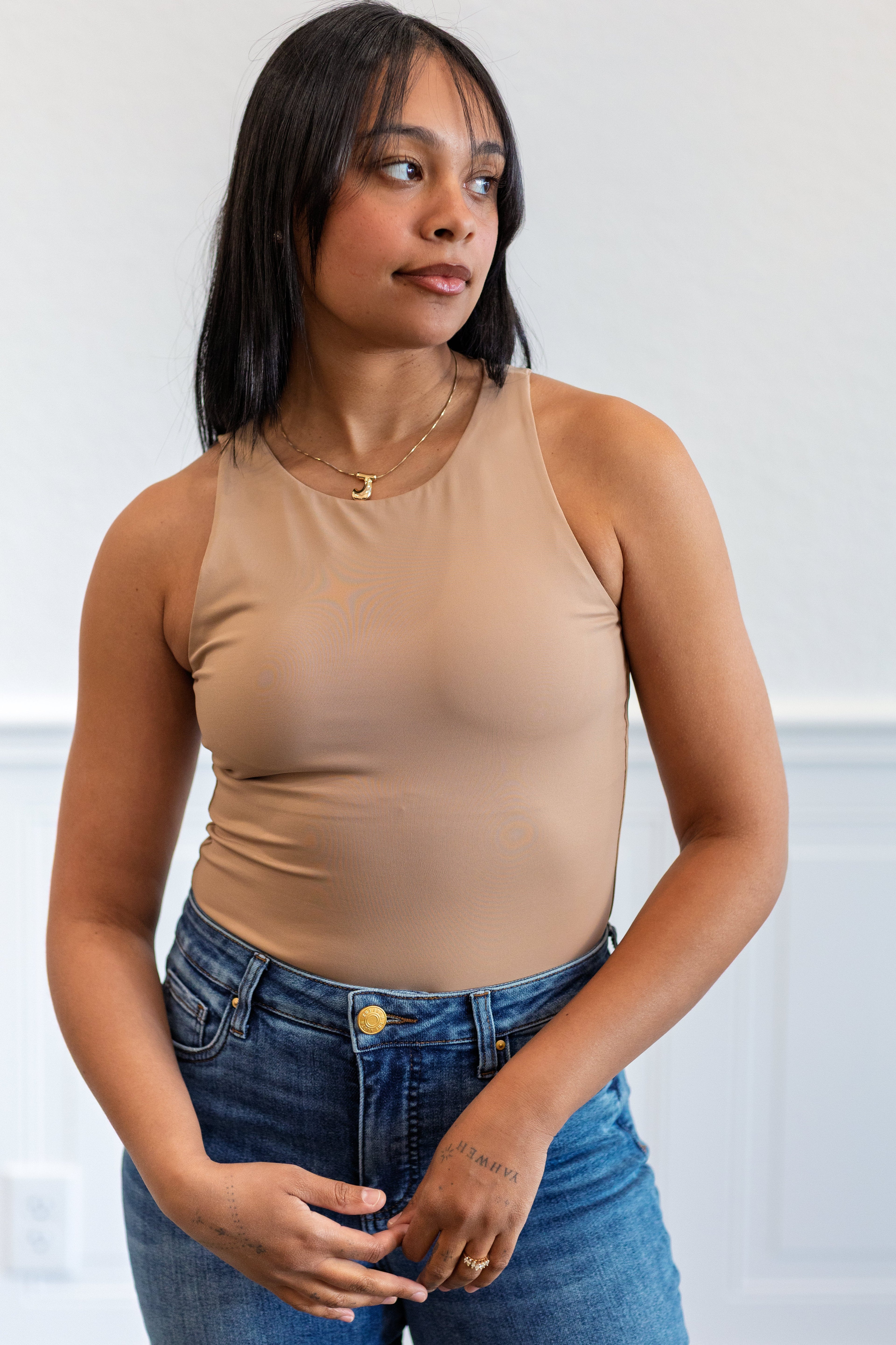Maria Second Skin Tank Top in Almond
