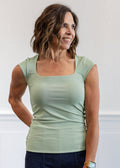 Tiara Signature Skin Cap Sleeve Top in Ivy Green