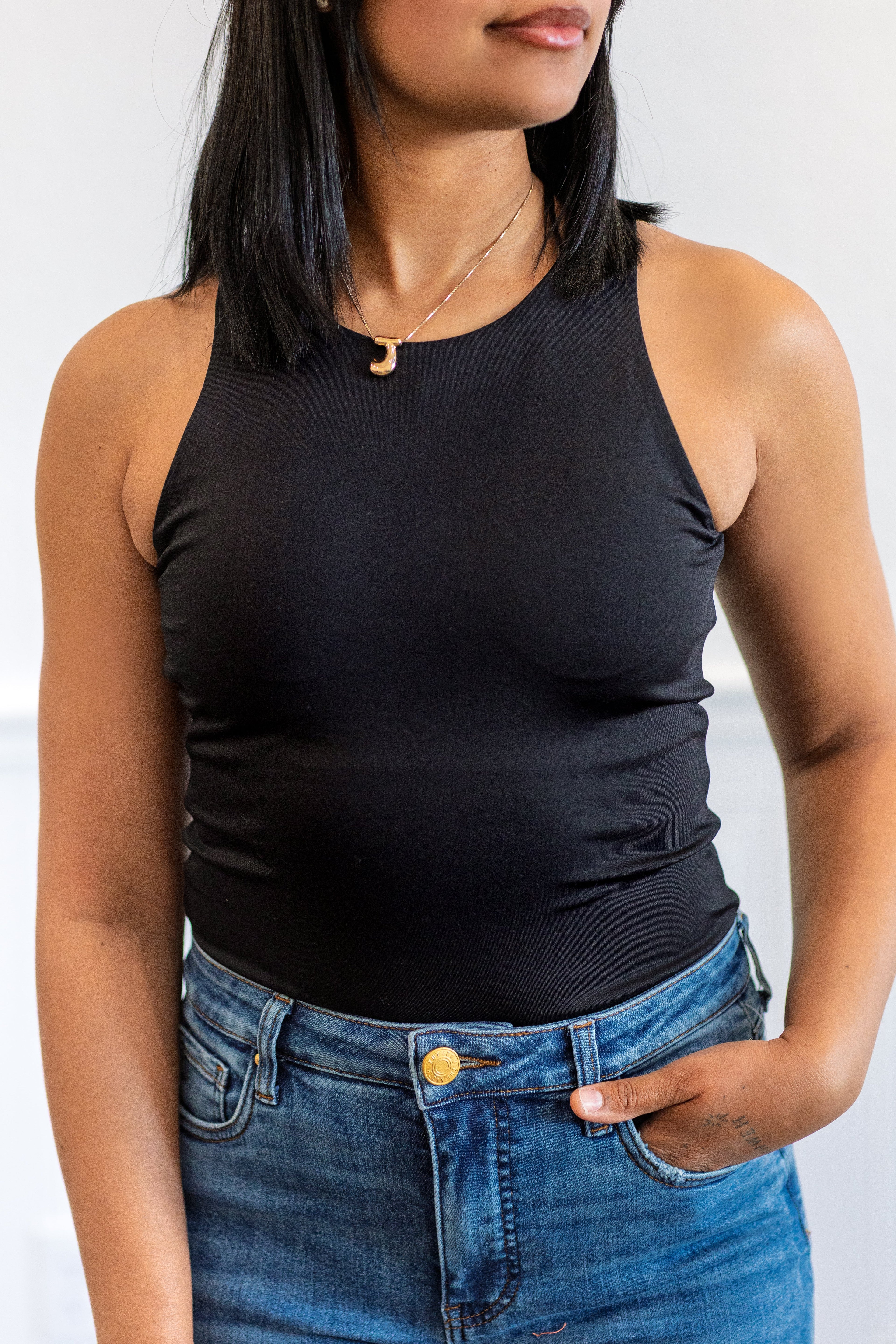 Maria Second Skin Tank Top in Black