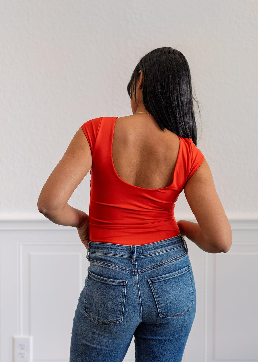 Brida Second Skin Low Back Top in Cherry