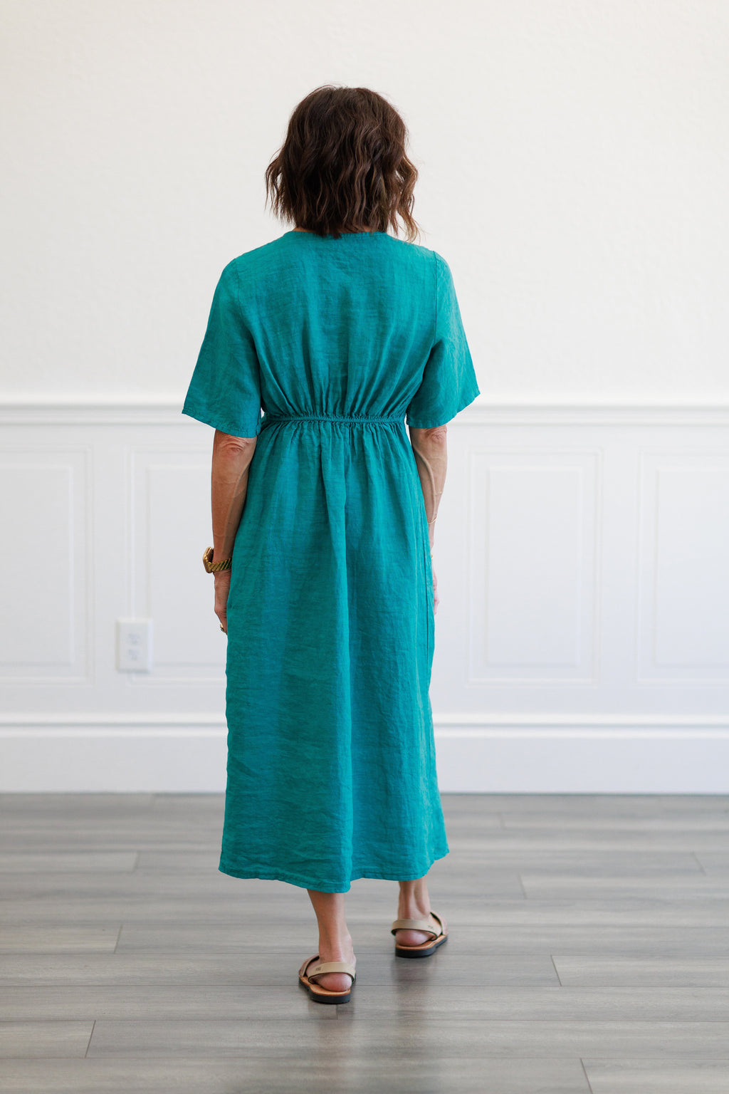 Capri Linen Twist Front Midi Dress
