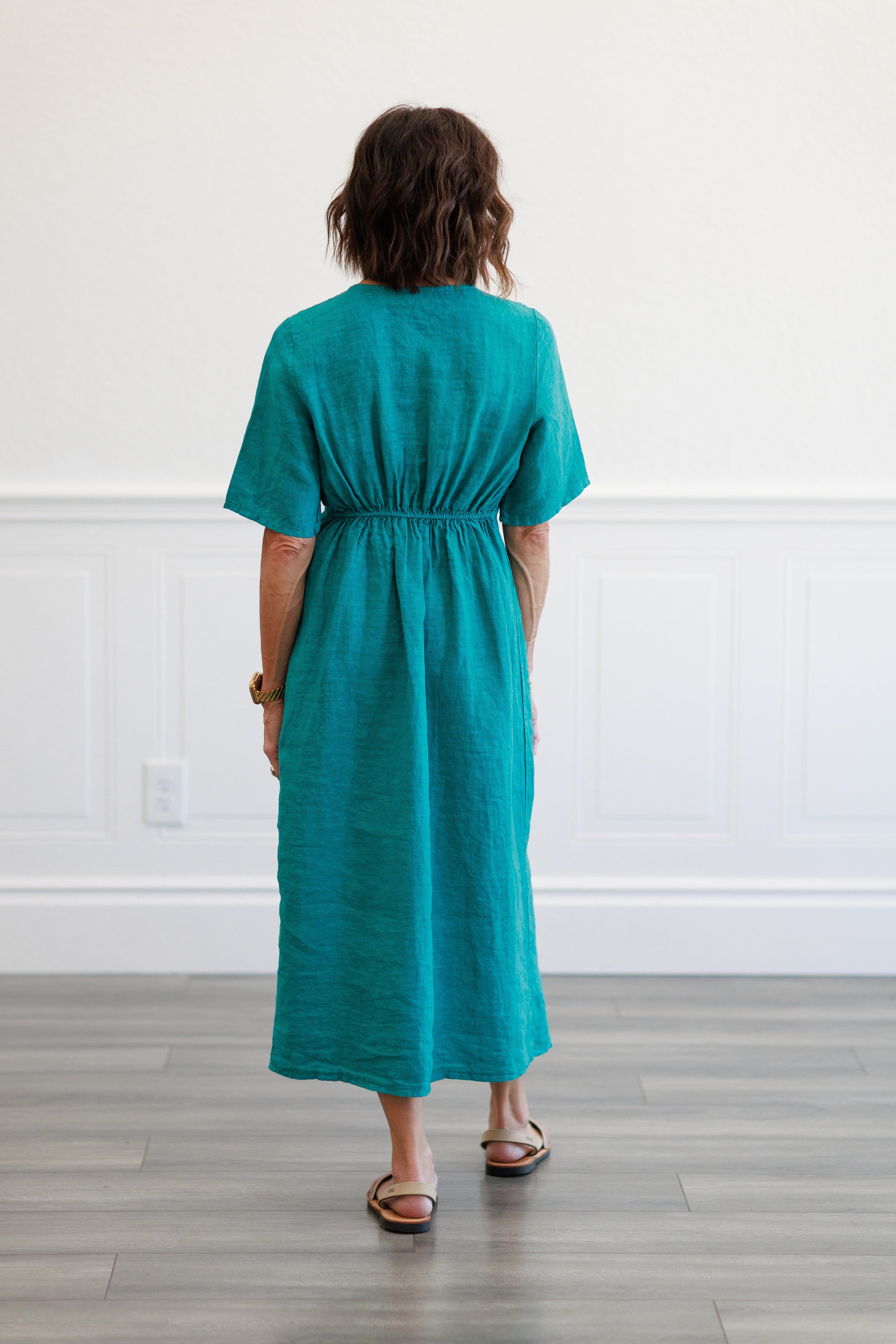 Capri Linen Twist Front Midi Dress