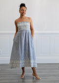 Pinstripe Midi Dress in Light Blue
