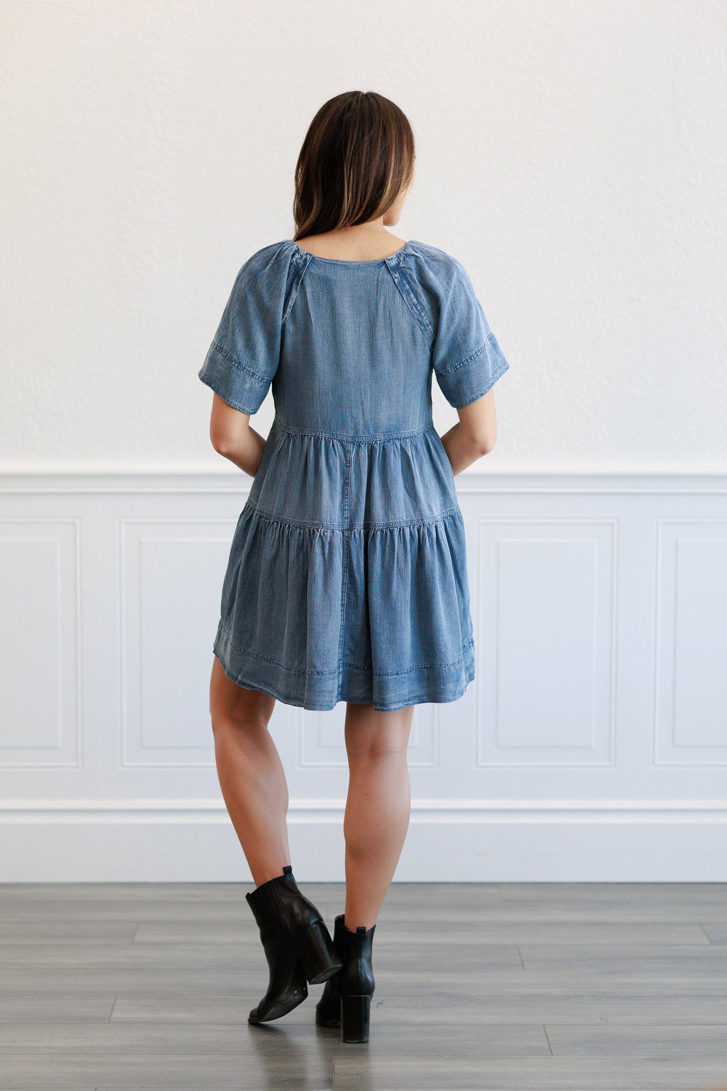Washed Chambray Mini Dress