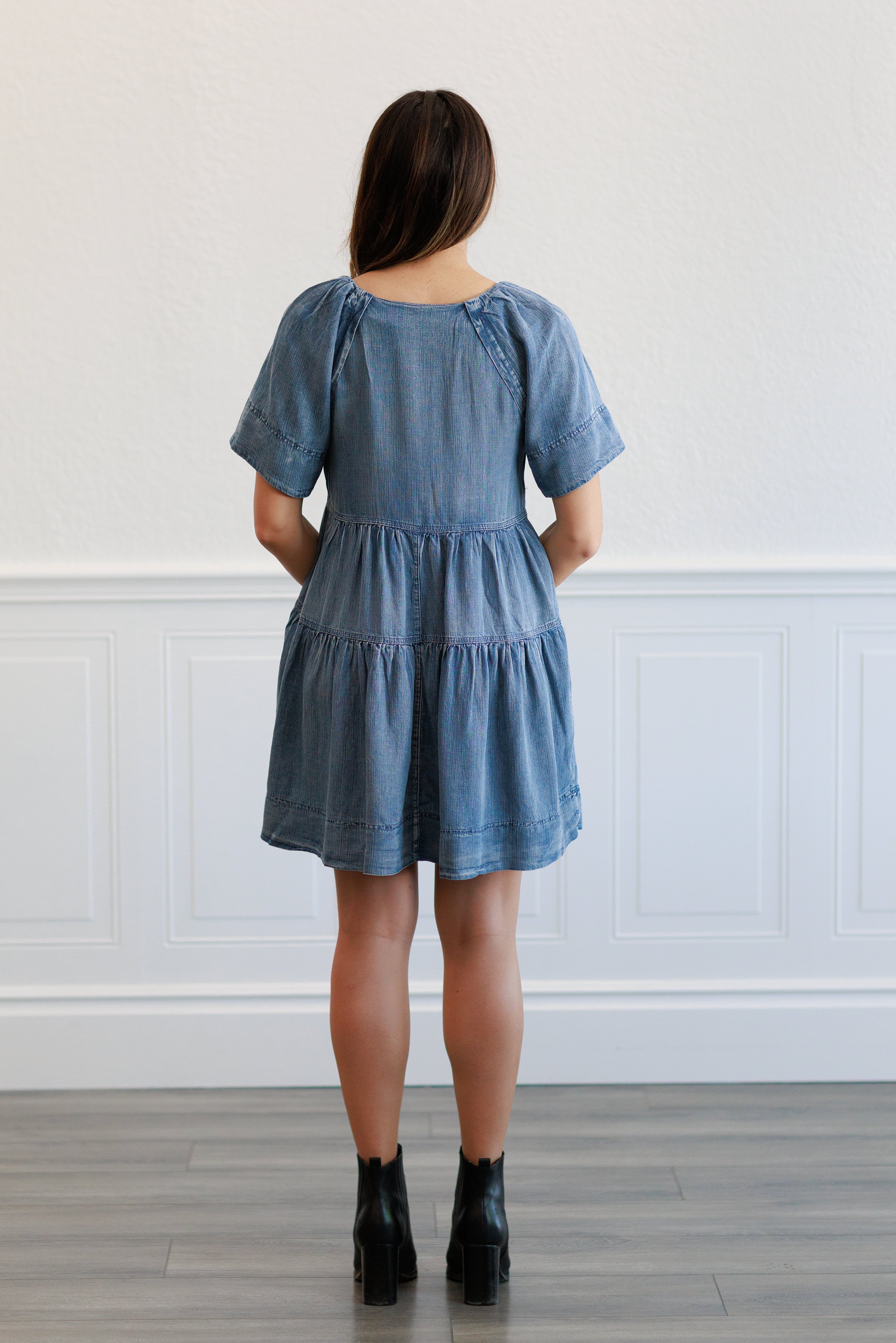 Washed Chambray Mini Dress