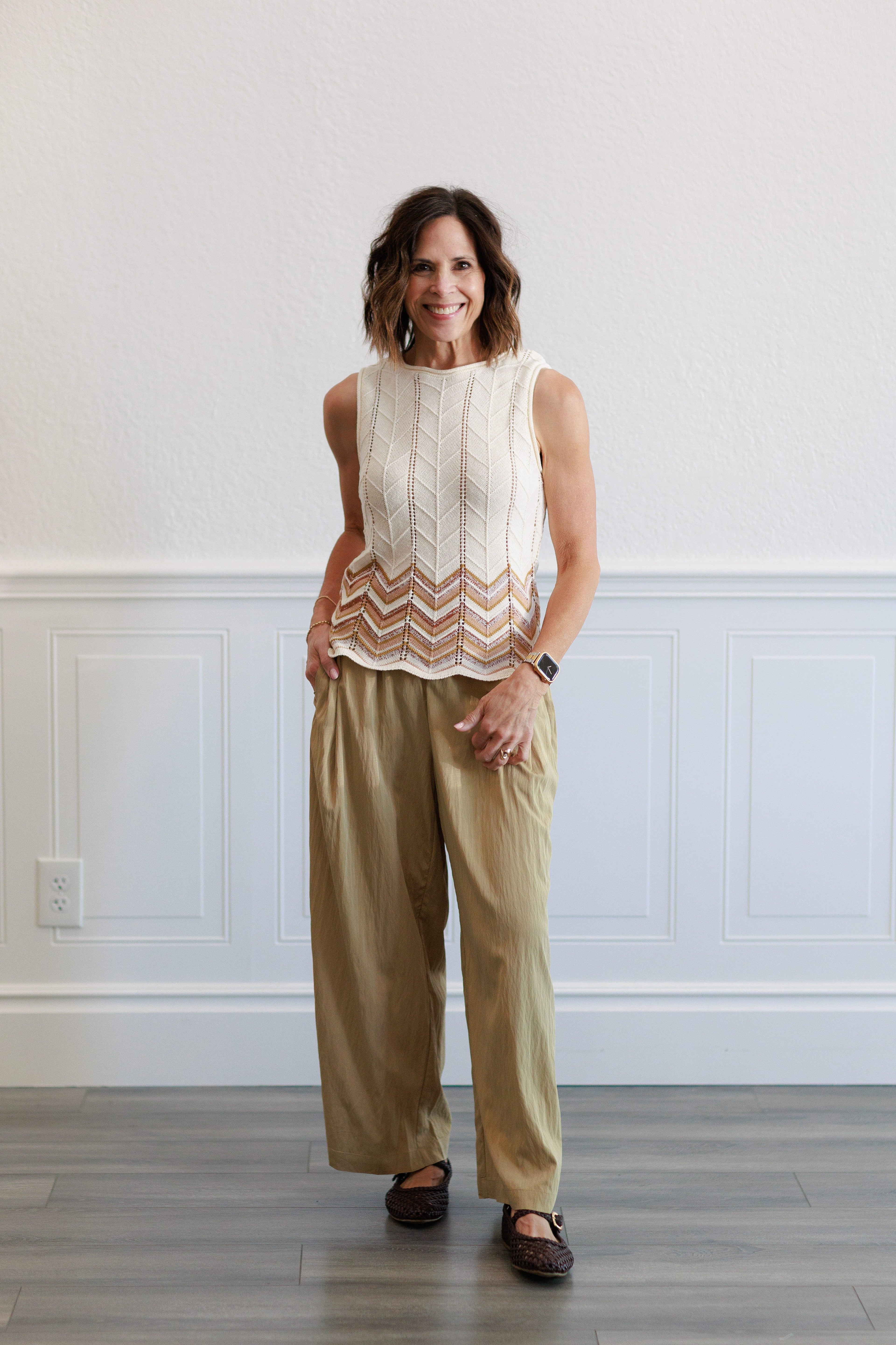 Chevron Patterned Top in Mocha
