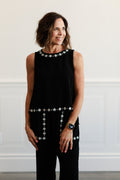 Embroidered Soft Linen Sleeveless Tank Top