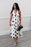 Monroe Polka Dot Halter Midi Dress