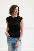 Double Layered Crew Neck Tee in Black
