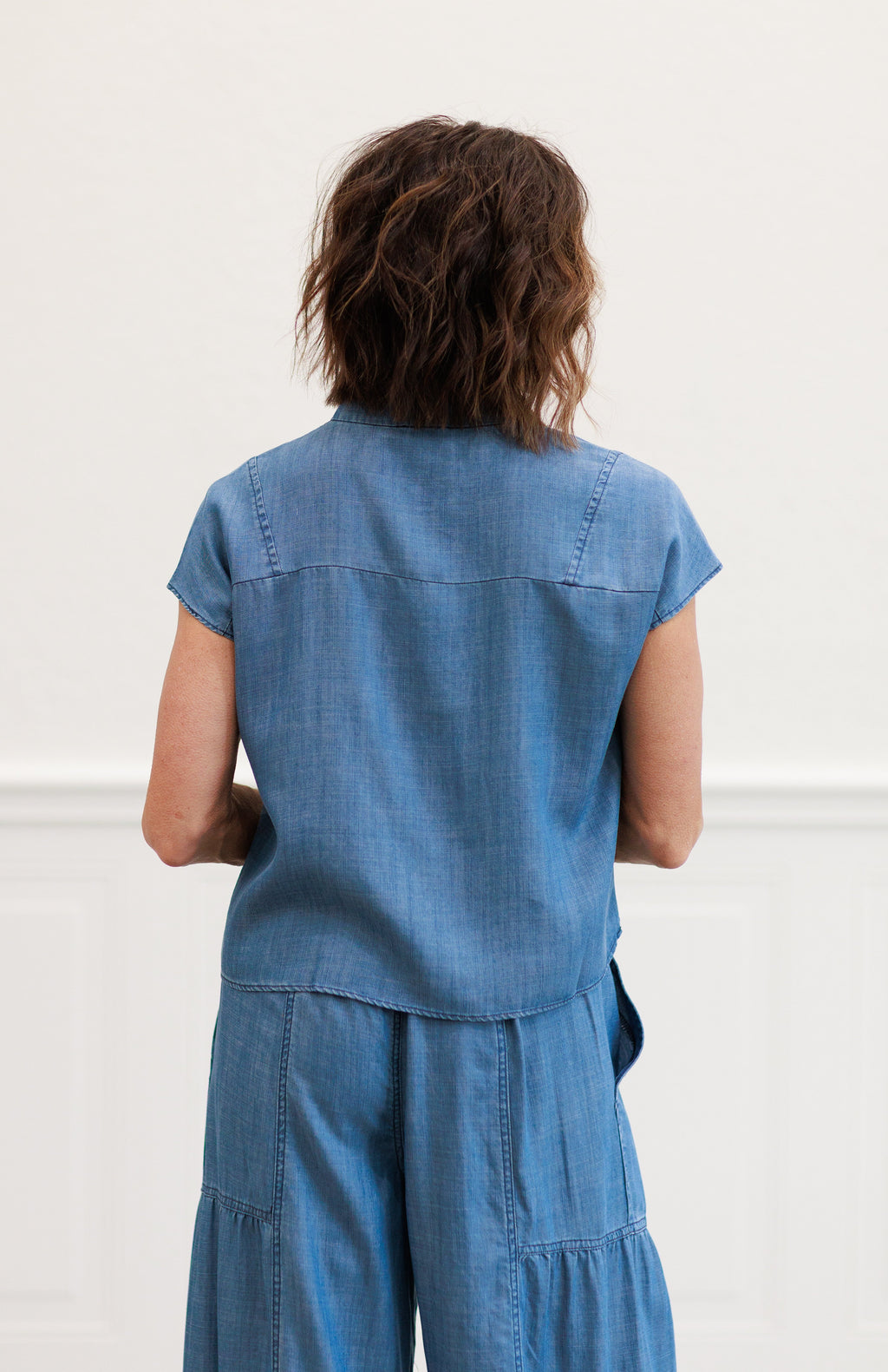 Chambray Boxy Crop Top