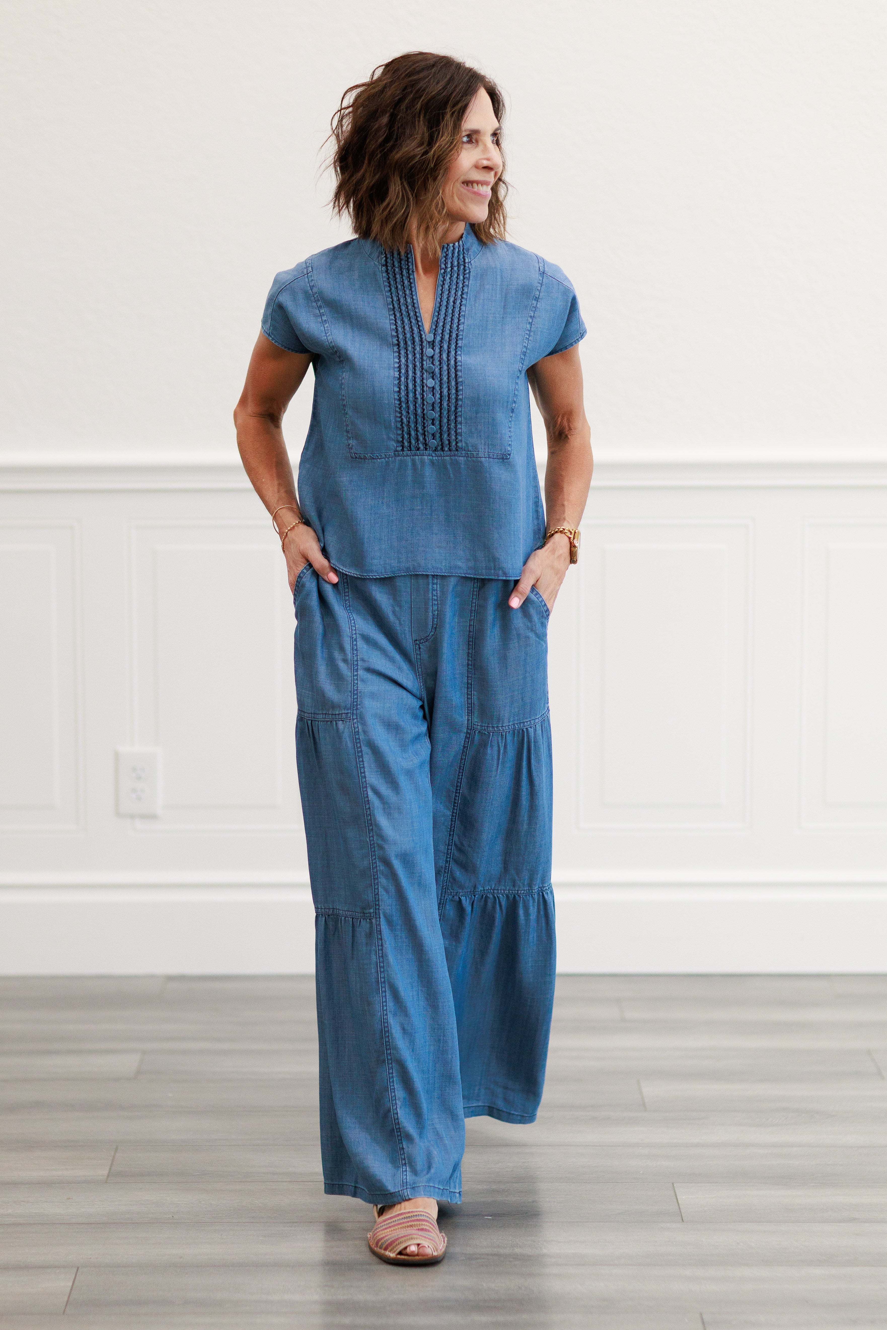 Chambray Boxy Crop Top