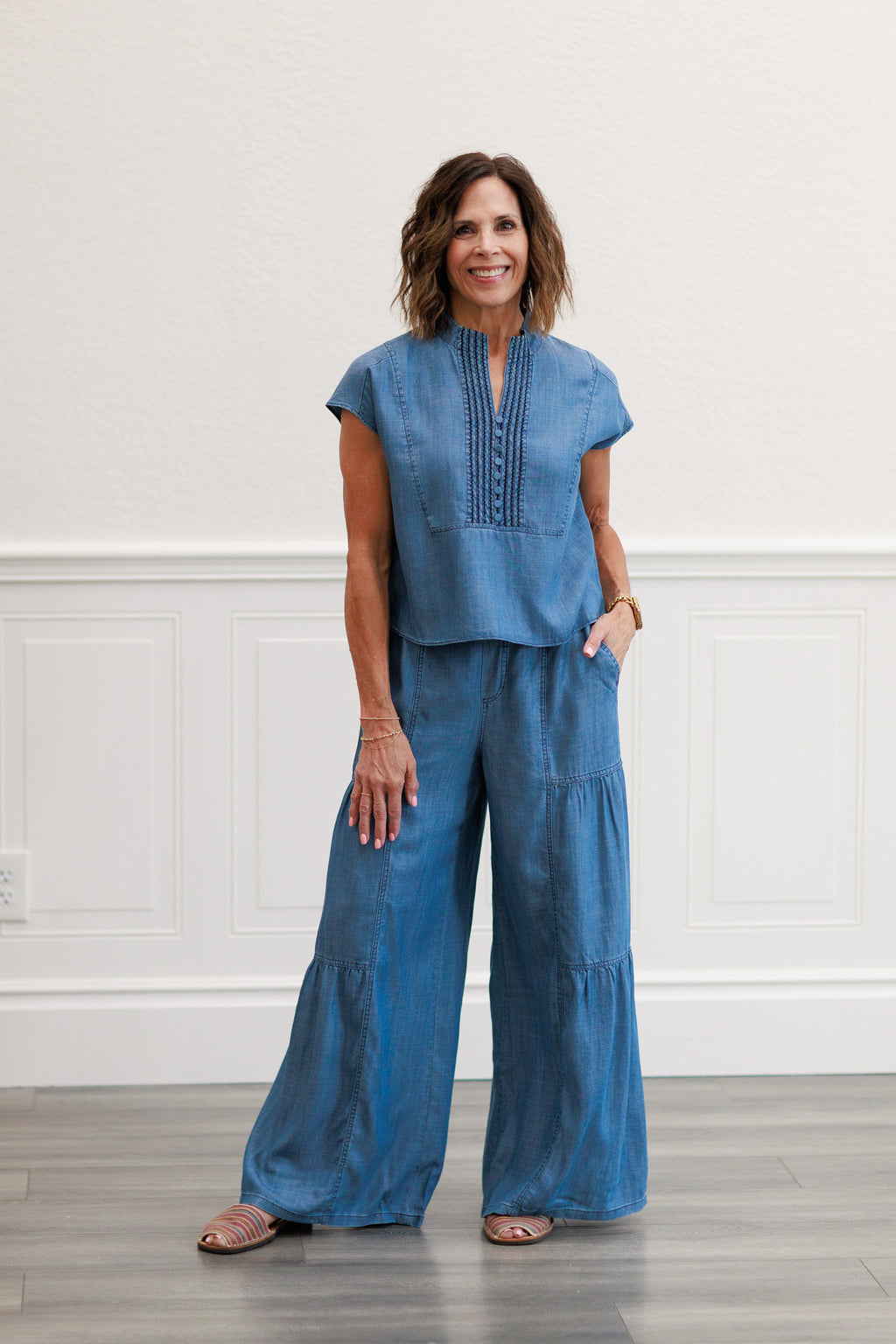 Chambray Boxy Crop Top