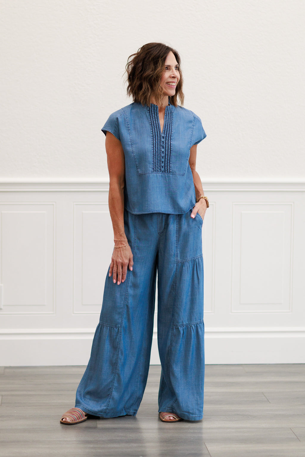 Chambray Boxy Crop Top