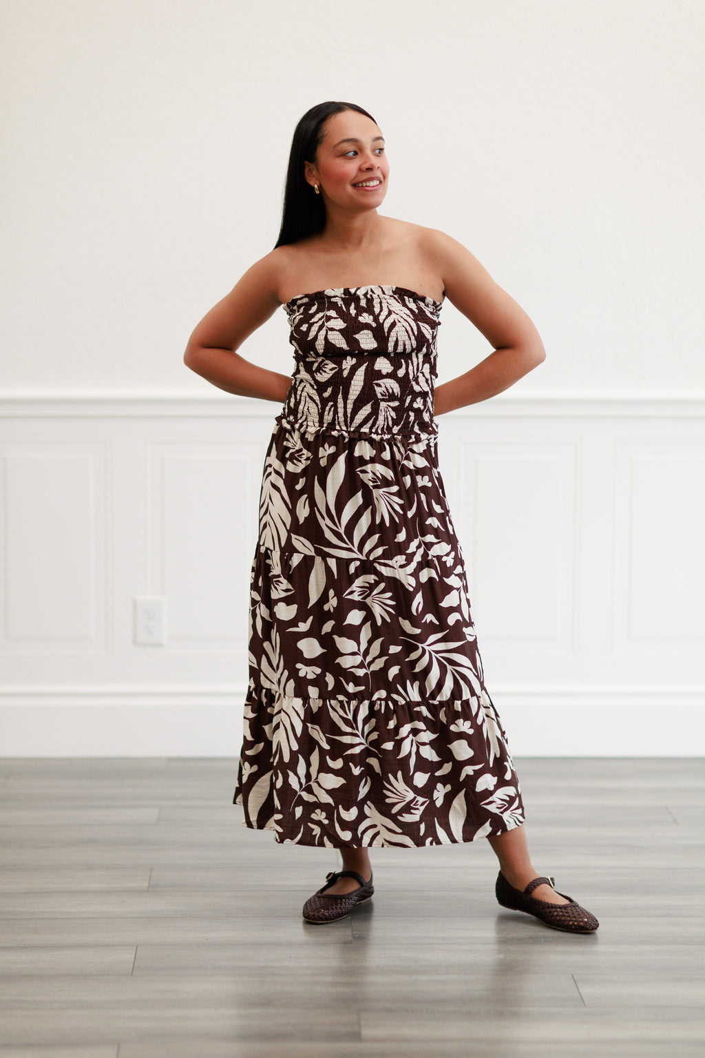 Floral Maxi Dress in Choco