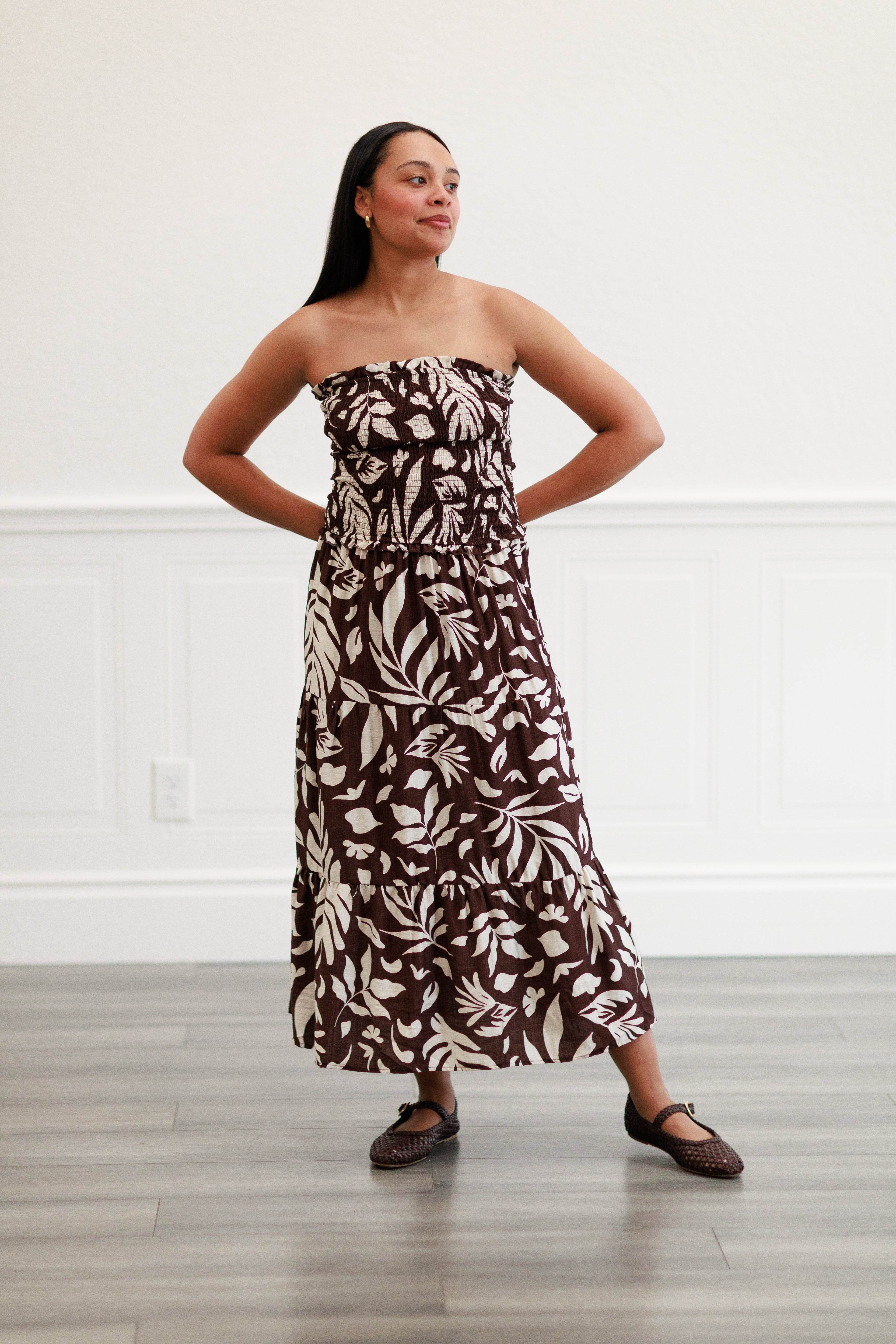 Floral Maxi Dress in Choco