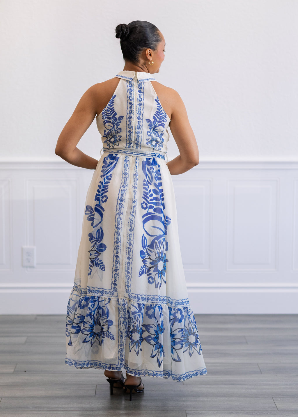 Blue Odyssey Halter Maxi Dress