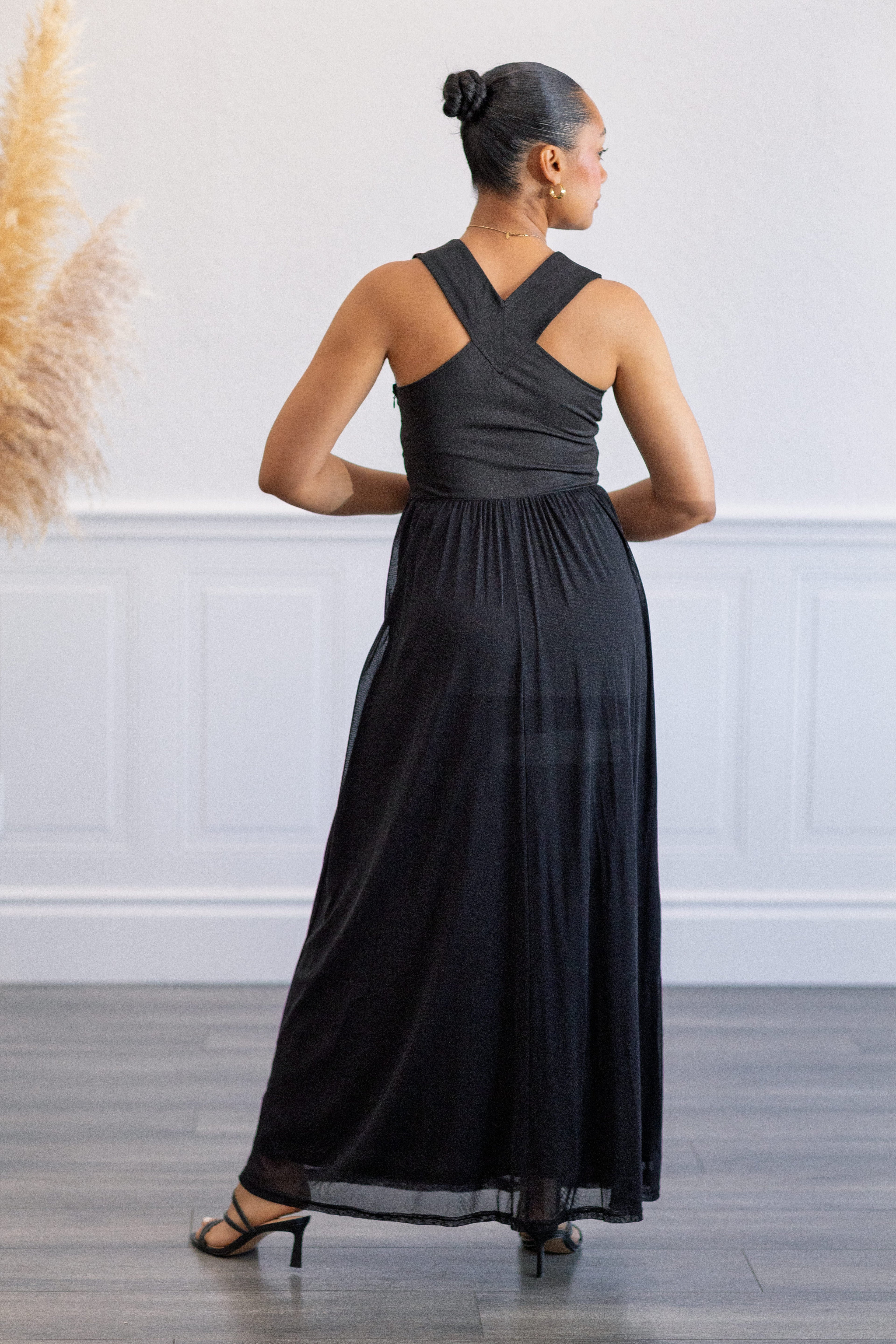 Sheer Racerback Full Length Dress