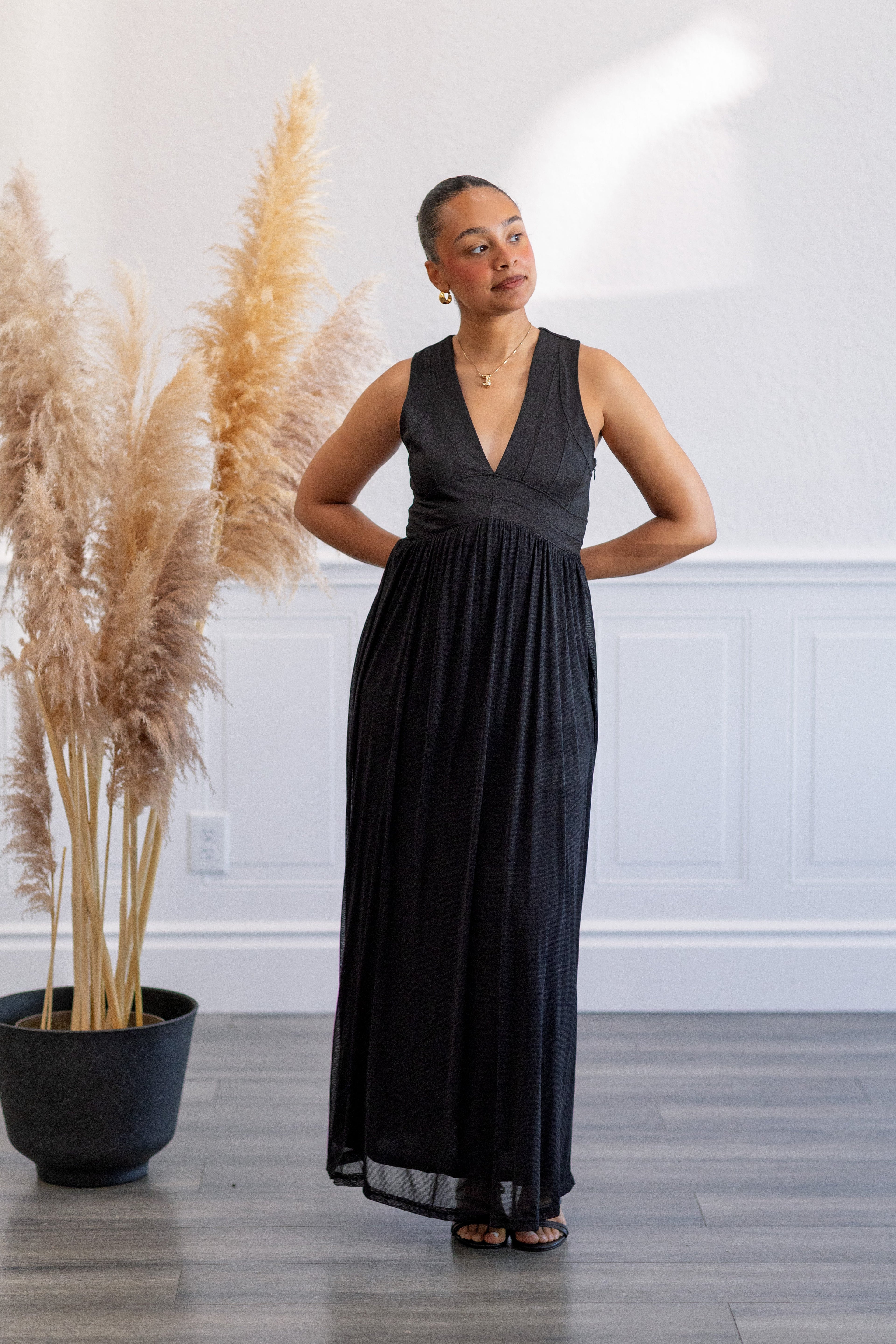 Sheer Racerback Full Length Dress