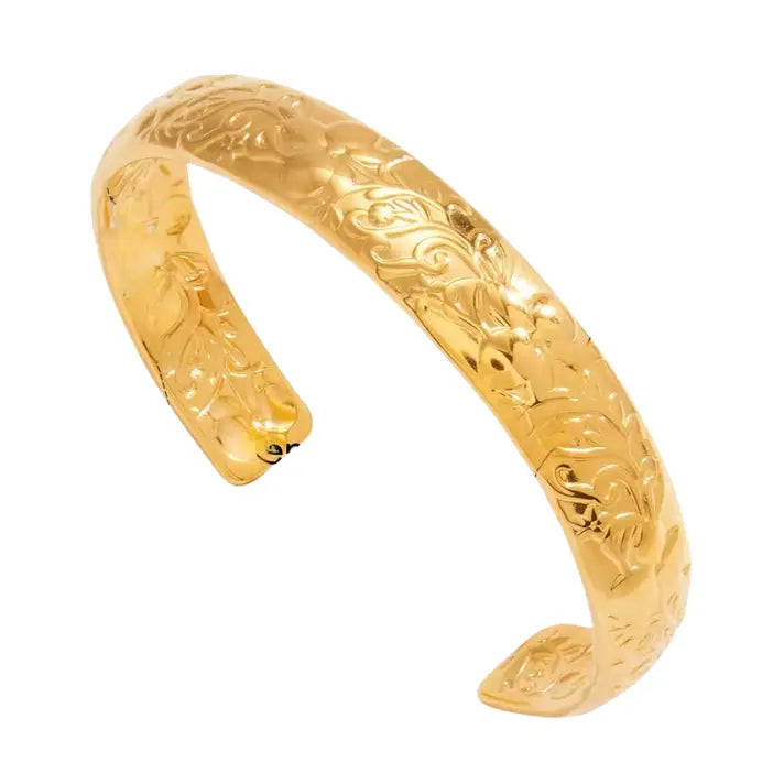 Flora Floral Cuff Gold Bracelet