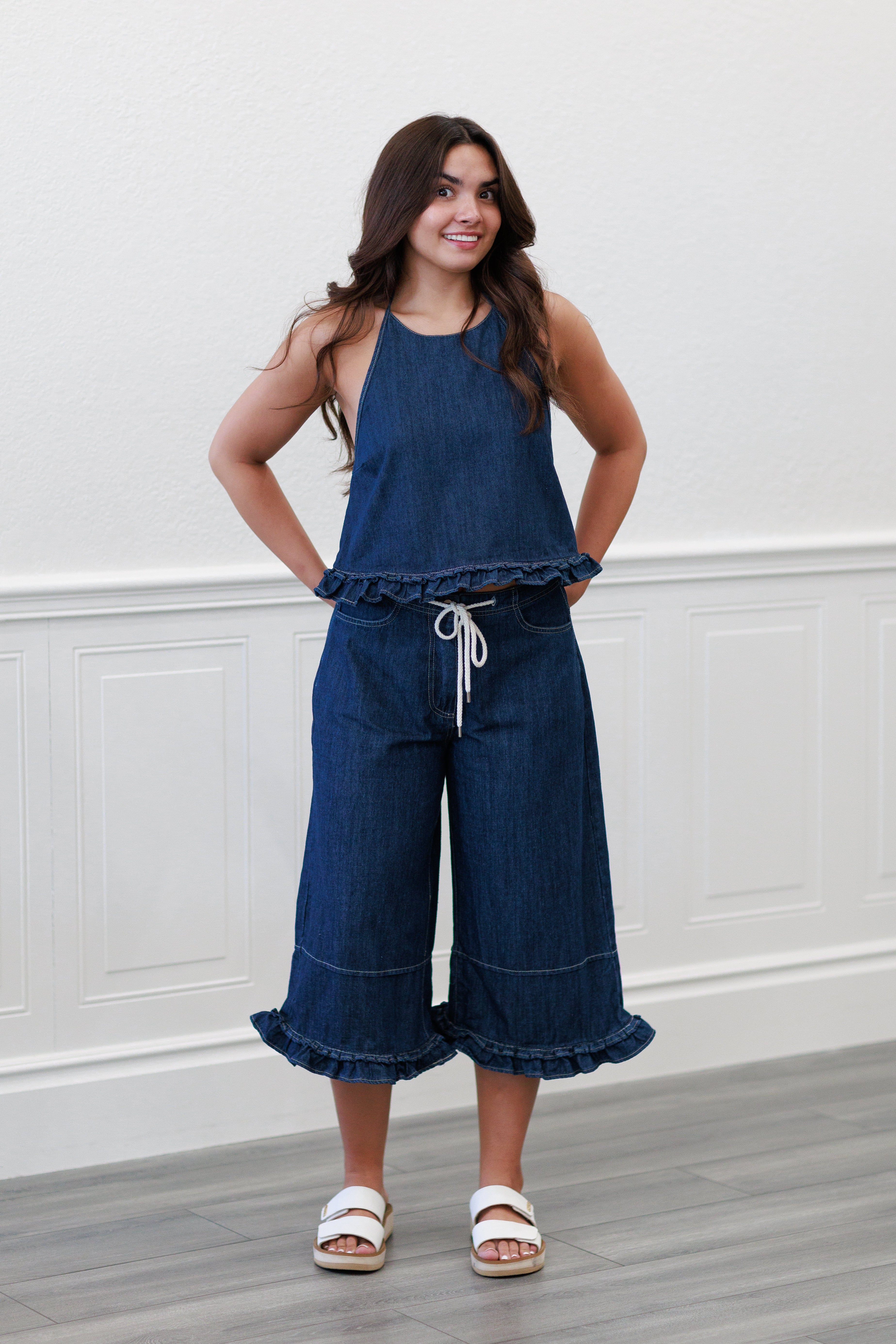 Costa Frill Wide Denim Pants