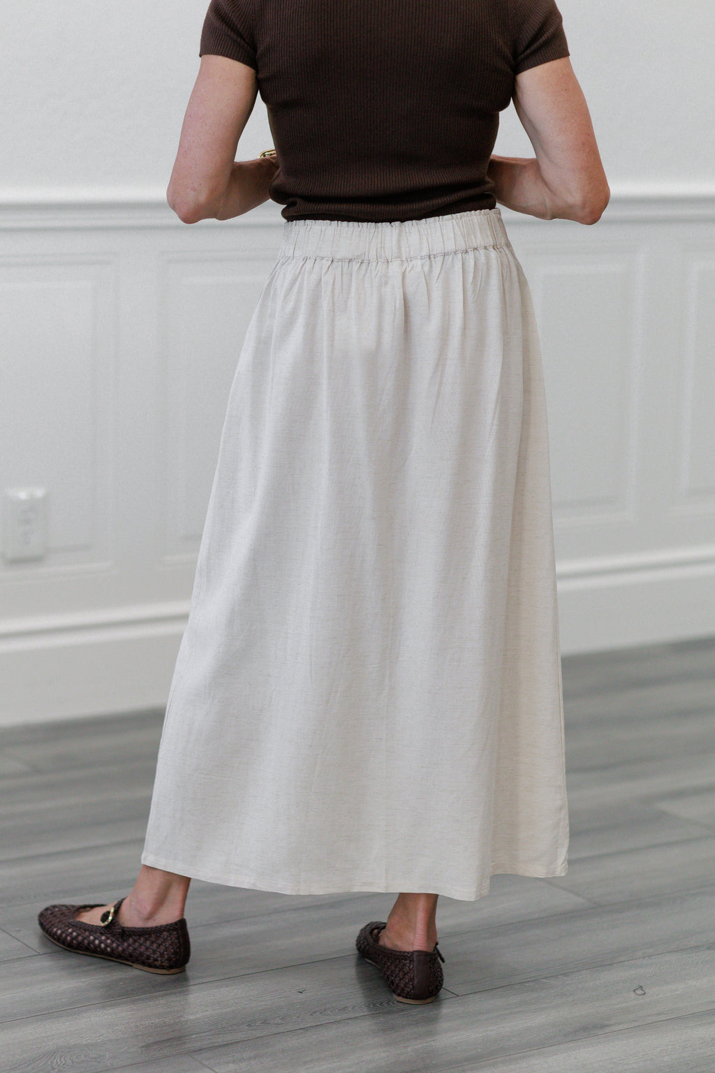 Solid Maxi Skirt in Natural
