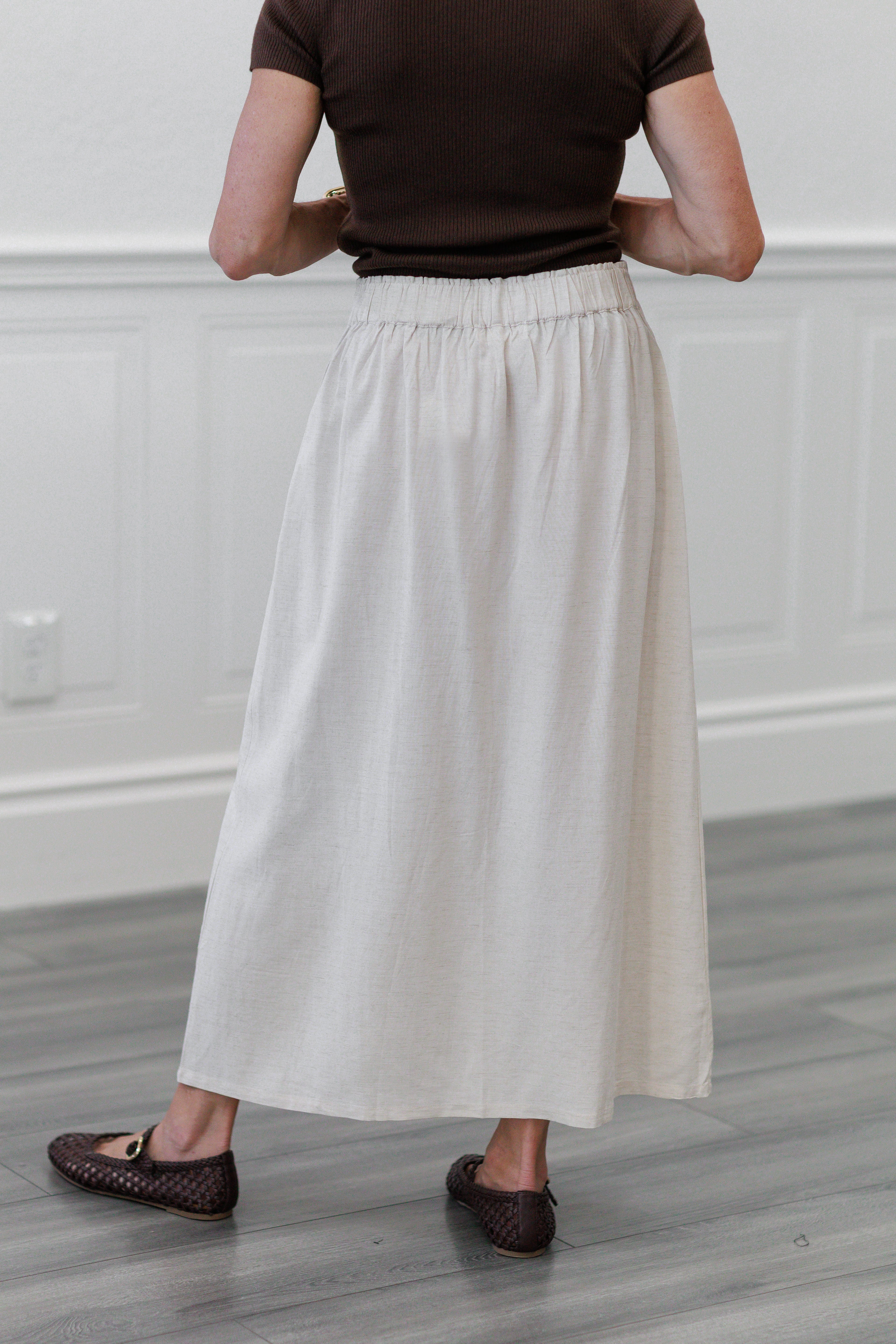 Solid Maxi Skirt in Natural