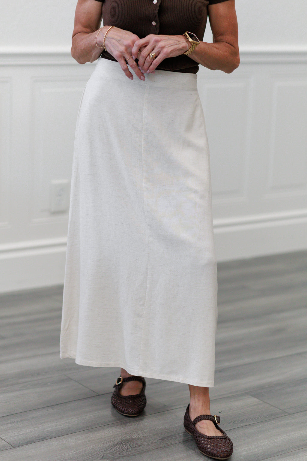 Solid Maxi Skirt in Natural