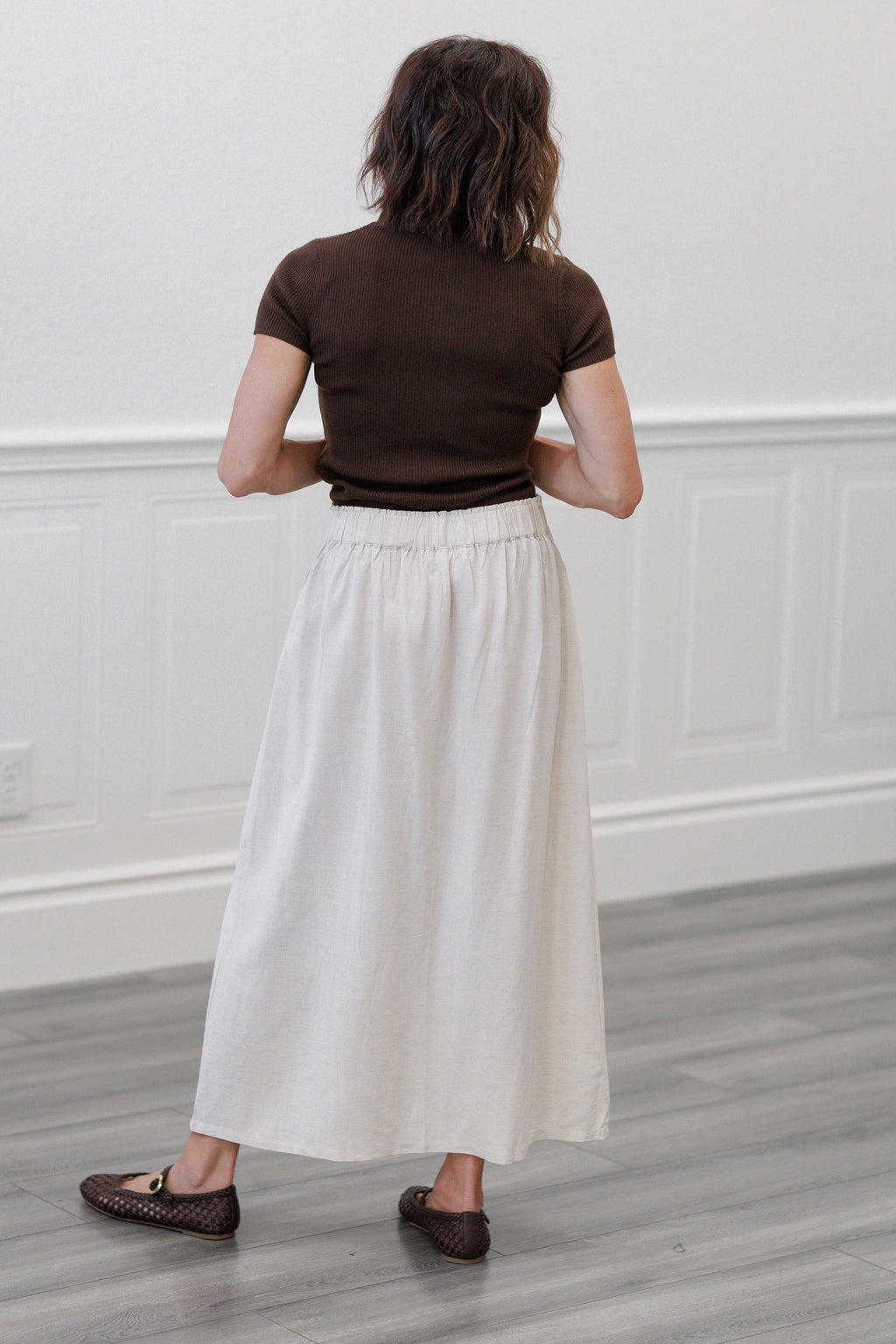 Solid Maxi Skirt in Natural