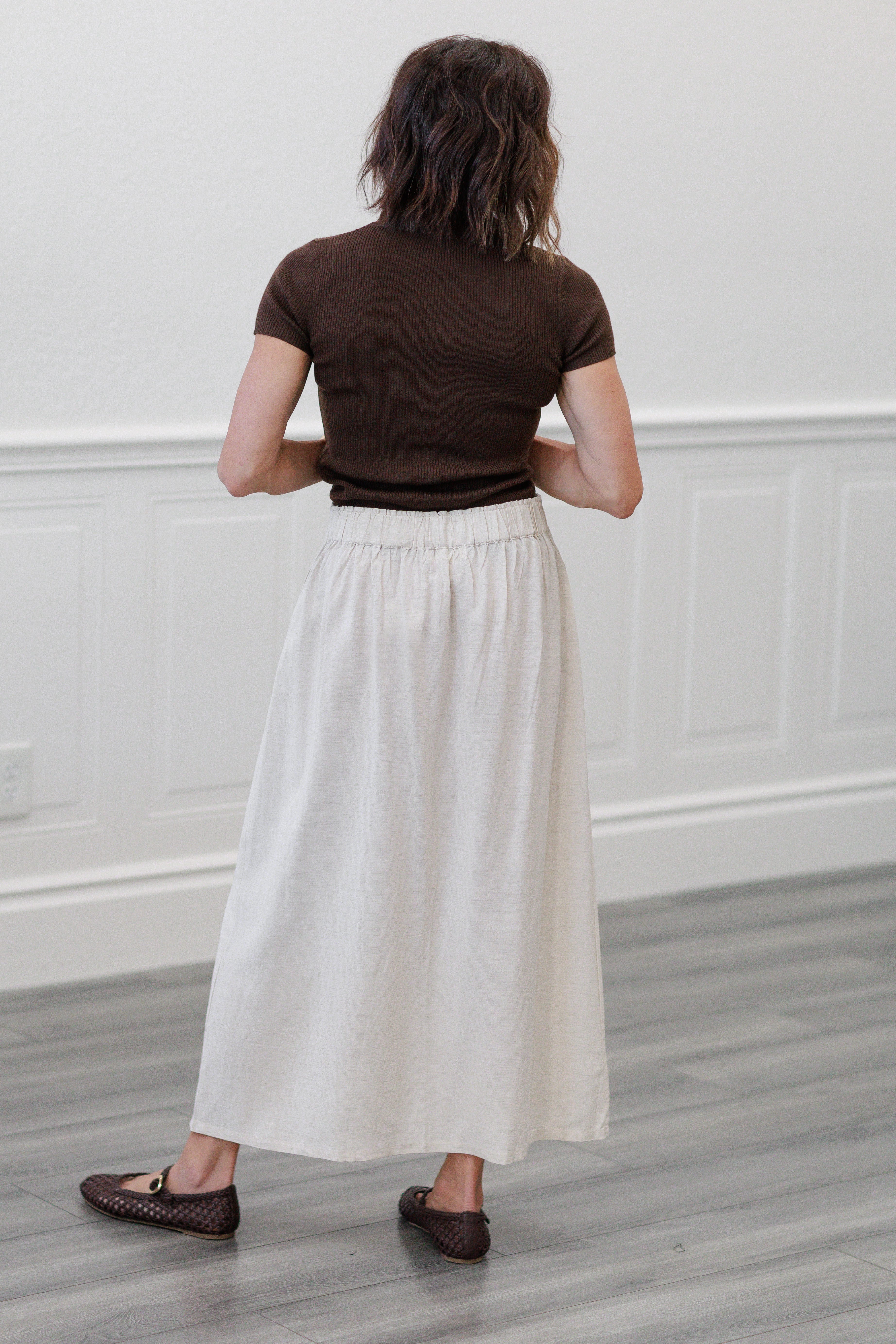 Solid Maxi Skirt in Natural