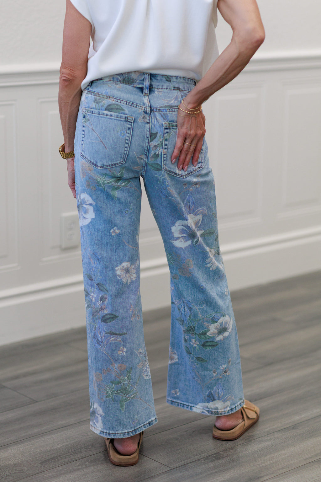 Vintage Floral Super High Rise Flare Jeans