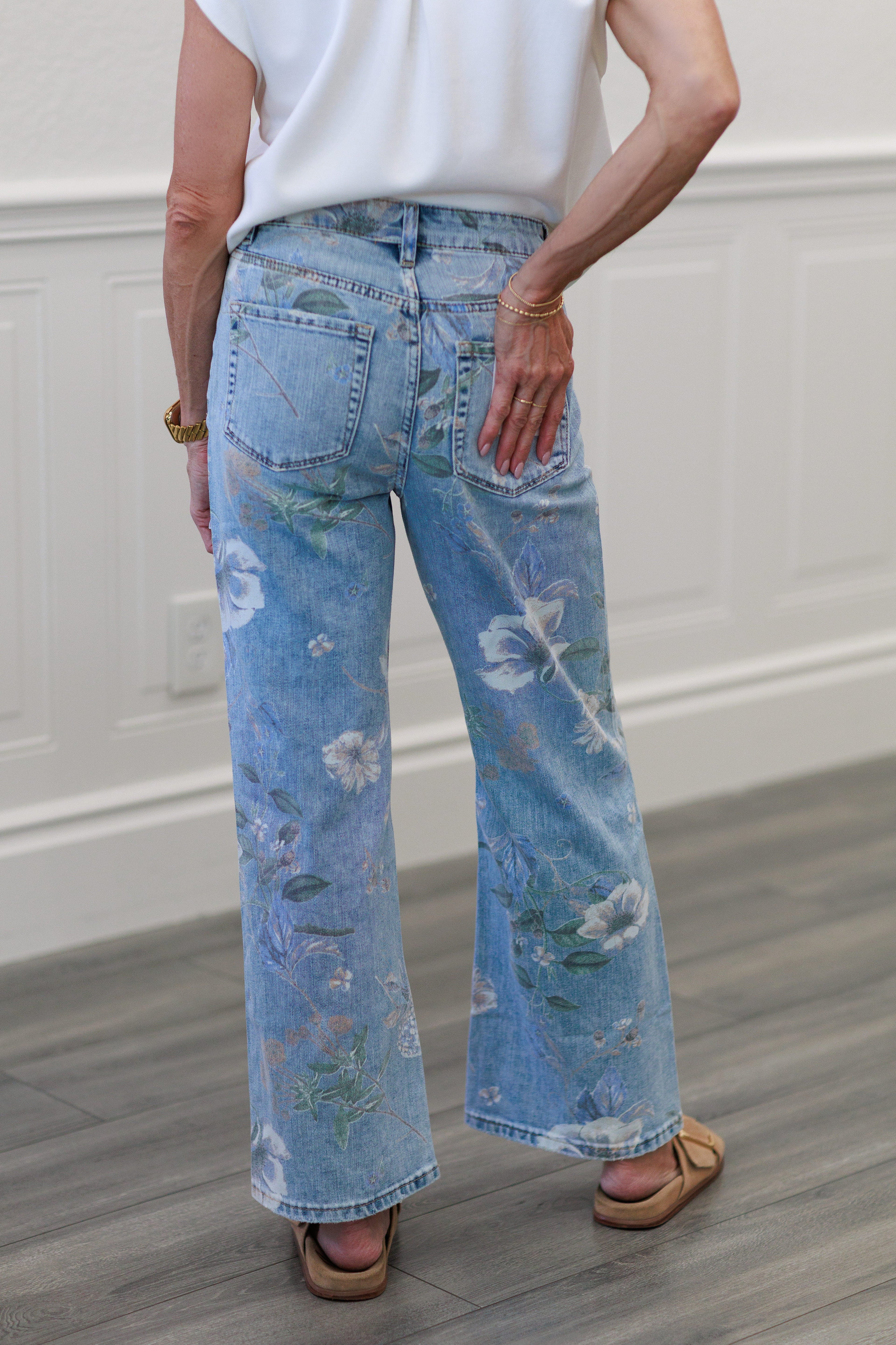 Vintage Floral Super High Rise Flare Jeans