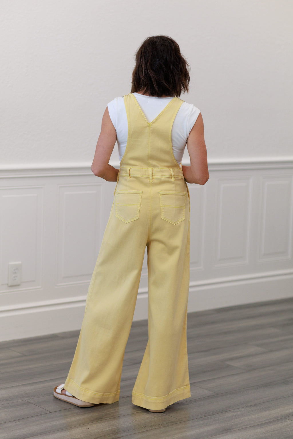 Retro Wide Leg Overall Jumpsuit | Yellow