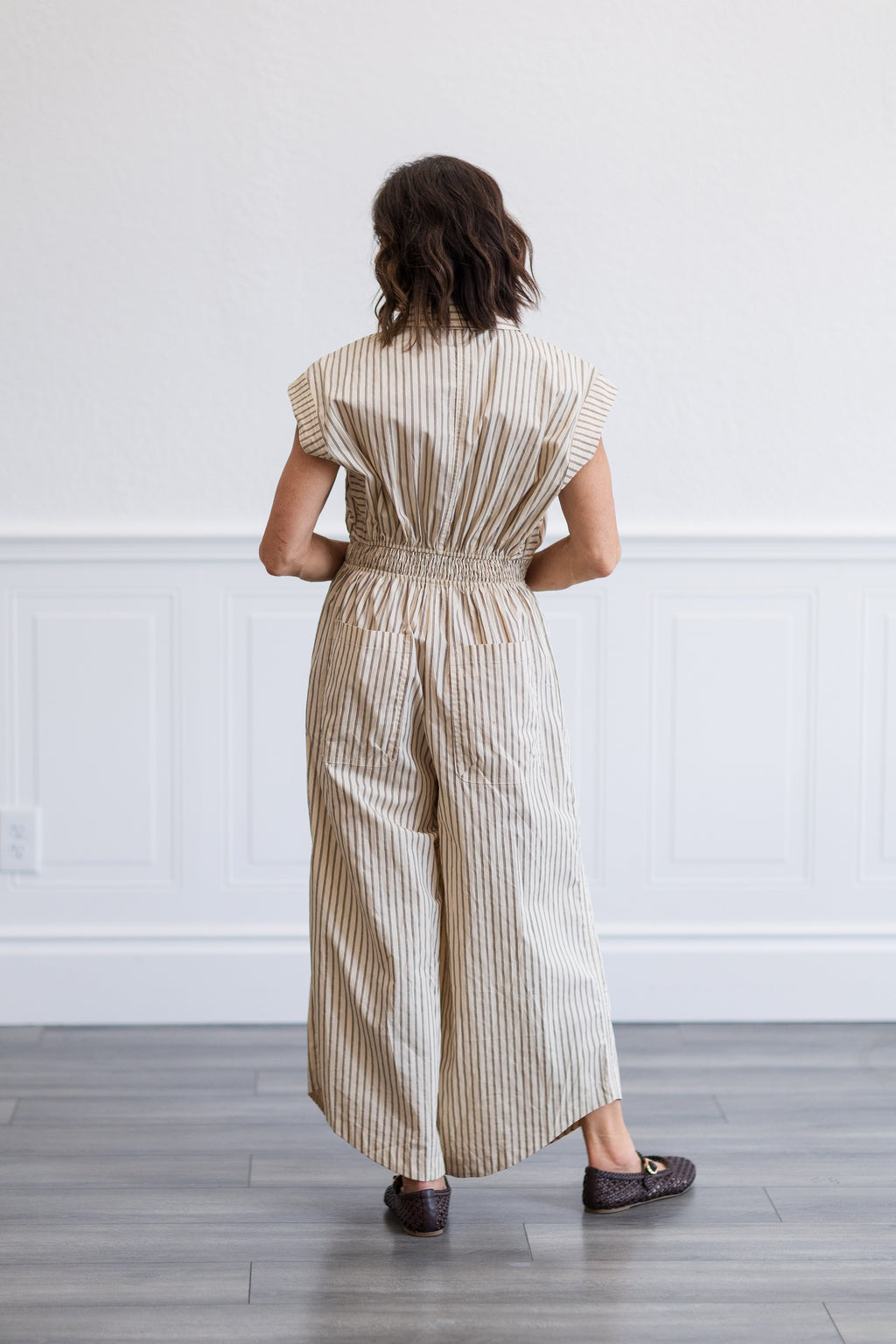 Sleeveless Wide Leg Stripe Jumpsuit