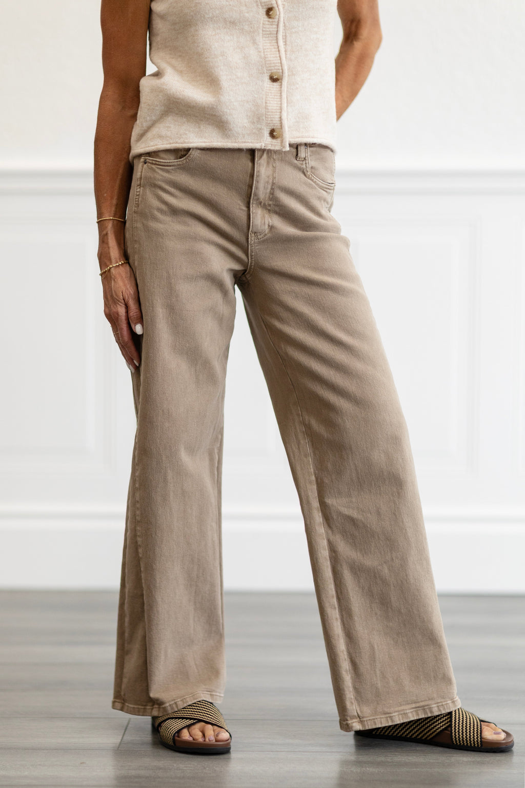 Meg High Rise Wide Leg in Milk Tea