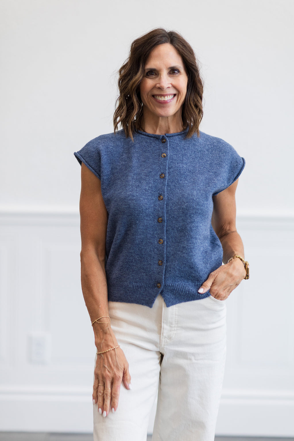 Button Front Knit Sweater