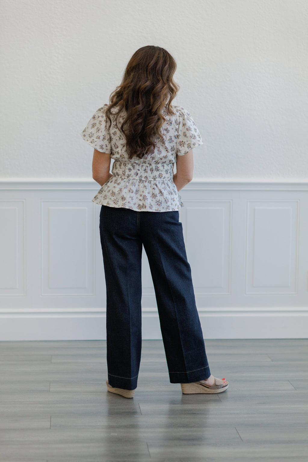 Dark Wash High Rise Wide Leg Trouser Jeans