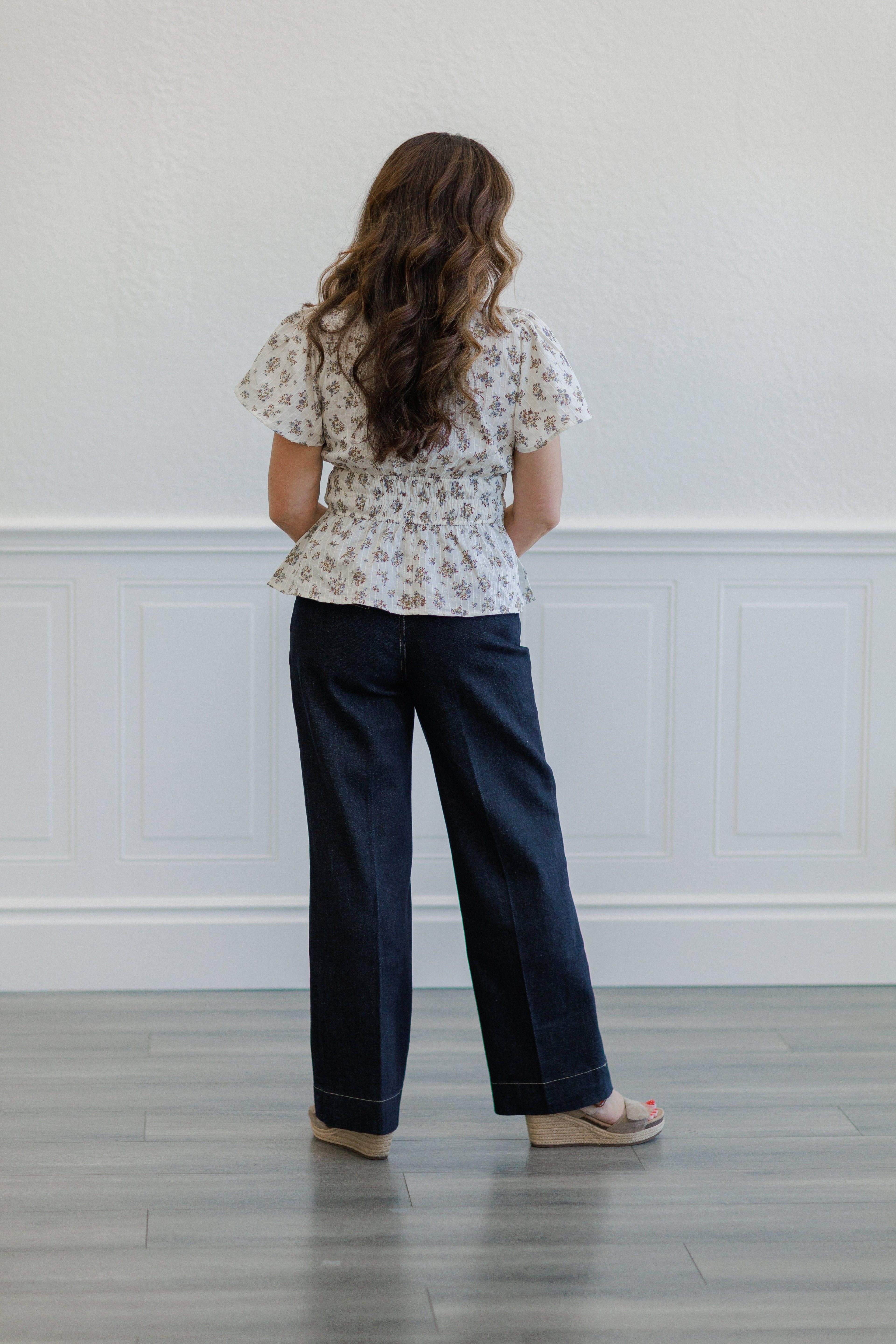 Dark Wash High Rise Wide Leg Trouser Jeans