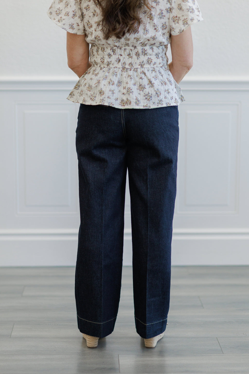Dark Wash High Rise Wide Leg Trouser Jeans