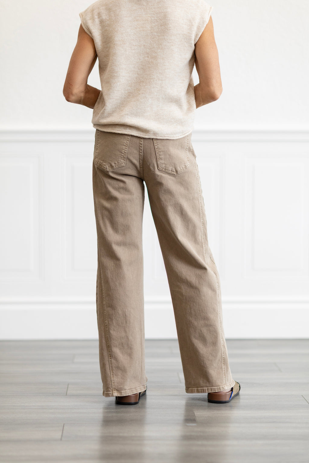 Meg High Rise Wide Leg in Milk Tea